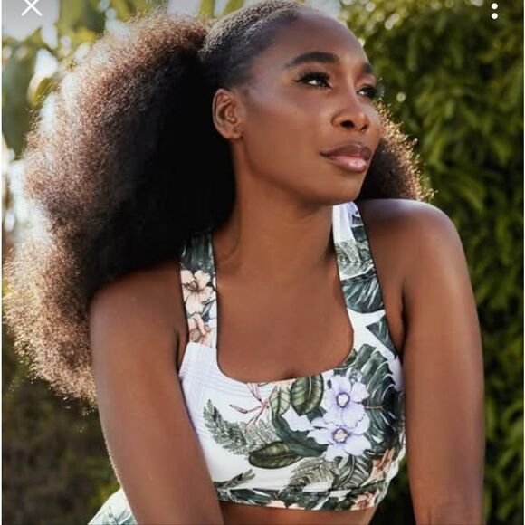 EleVen by Venus Williams White and Green Sports Bra with Tropical Print … - Picture 3 of 11